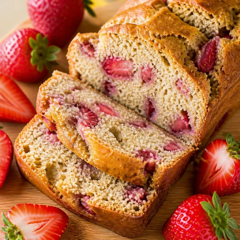 Pain aux fraises et bananes fait maison avec des ingrédients frais et savoureux.