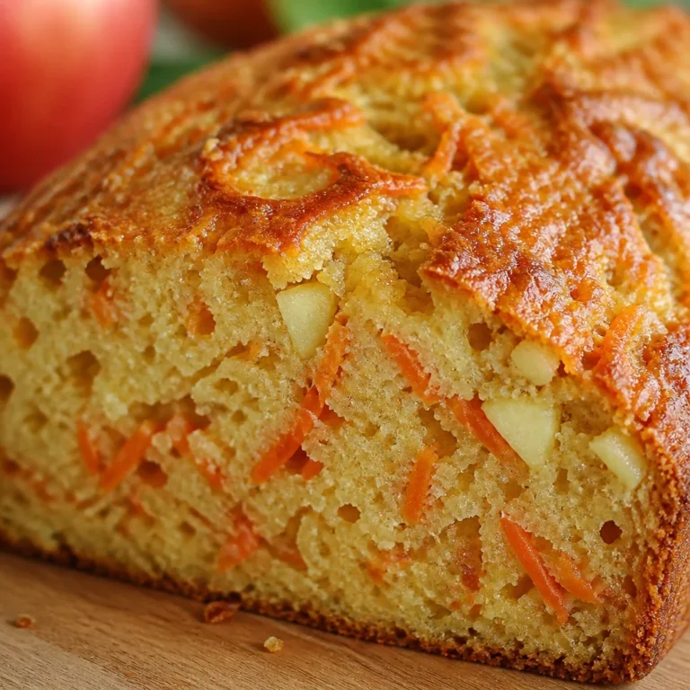Recette de pain aux pommes et aux carottes avec ingrédients et préparation.